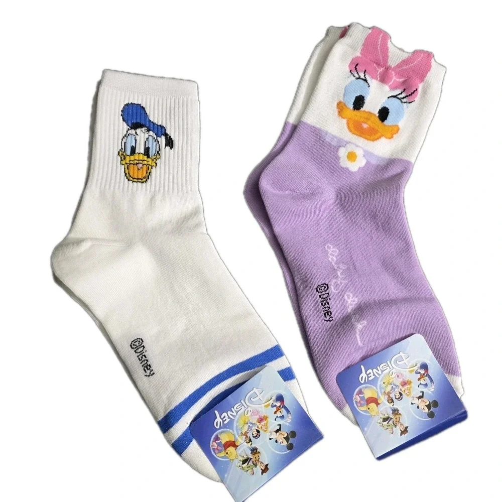 Disney Donald & Daisy Duck Novelty Crew Socks - 2 Pair Set